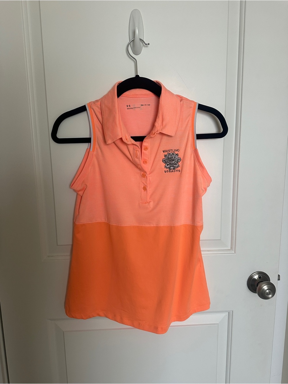 Under Armour Two-Tone Coral & Bright Orange Sleeveless Polo
